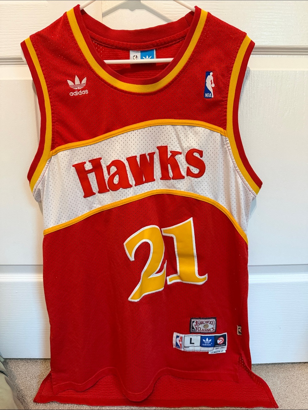 Dominique Wilkins adidas Atl Hawks #21 Basketball Jersey large 1982-83 Vintage